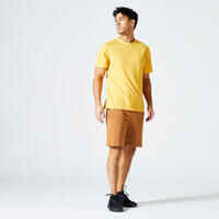 Men's Fitness T-Shirt 500 Essentials - Mustard Yellow