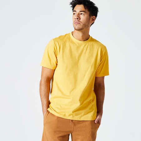 Men's Fitness T-Shirt 500 Essentials - Mustard Yellow