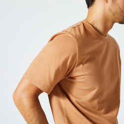 Men's Fitness T-Shirt 500 Essentials - Hazelnut
