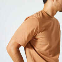 Men's Fitness T-Shirt 500 Essentials - Hazelnut