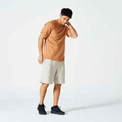 Men's Fitness T-Shirt 500 Essentials - Hazelnut