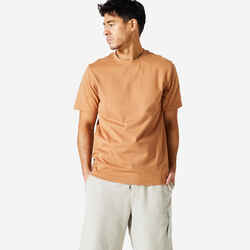 Men's Fitness T-Shirt 500 Essentials - Hazelnut