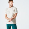 Men's Gym T-Shirt Cotton 500 Essentials- Linen Brown