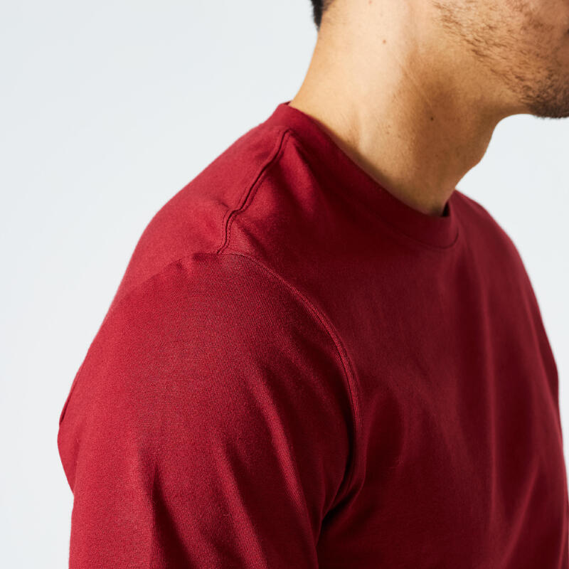 T-shirt de Fitness Homem 500 Essential Vermelho/Bordô