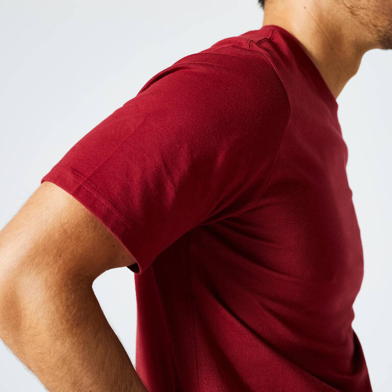 T-Shirt Fitness Essentials Pria 500 - Burgundy