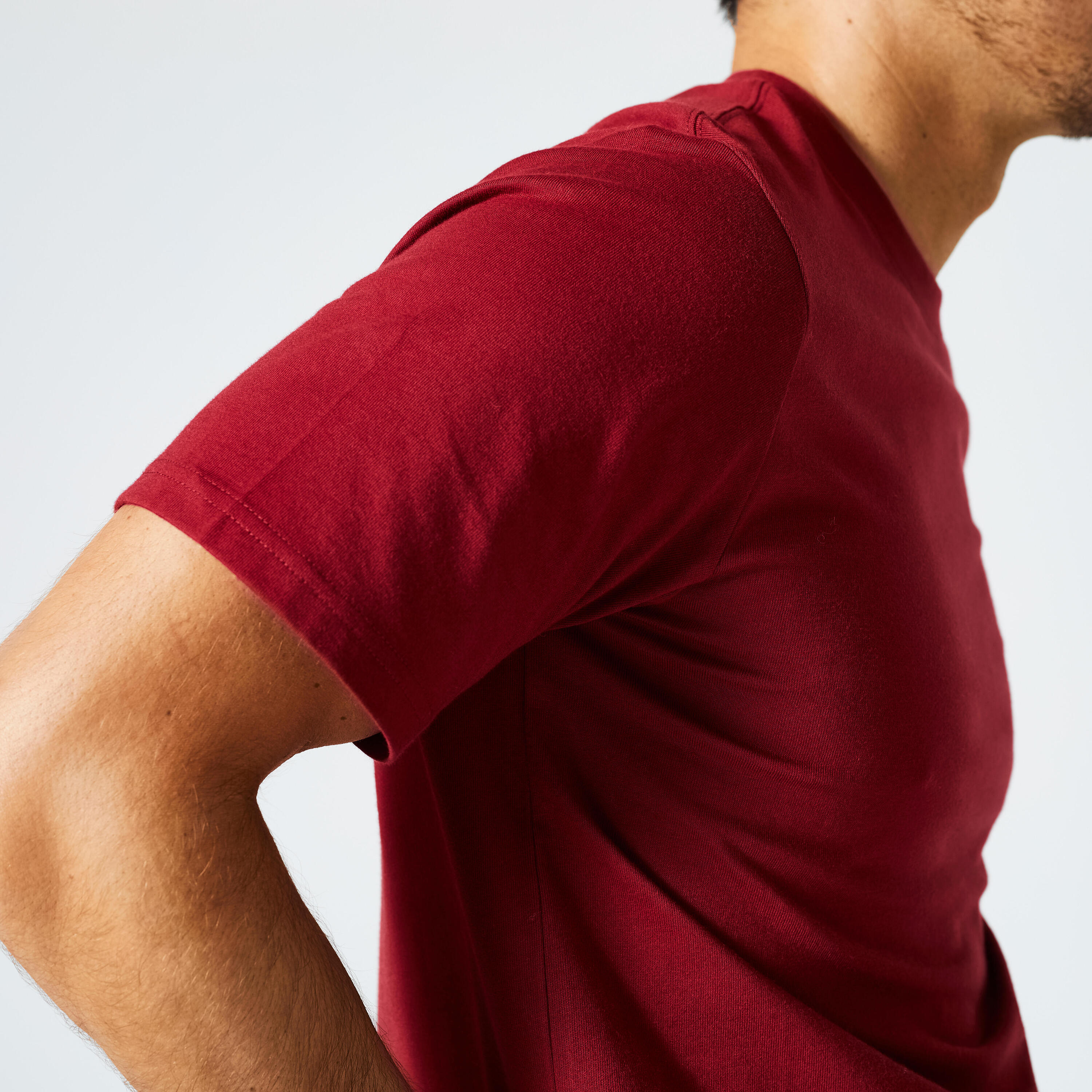 Men's Fitness T-Shirt 500 Essentials - Burgundy 4/5