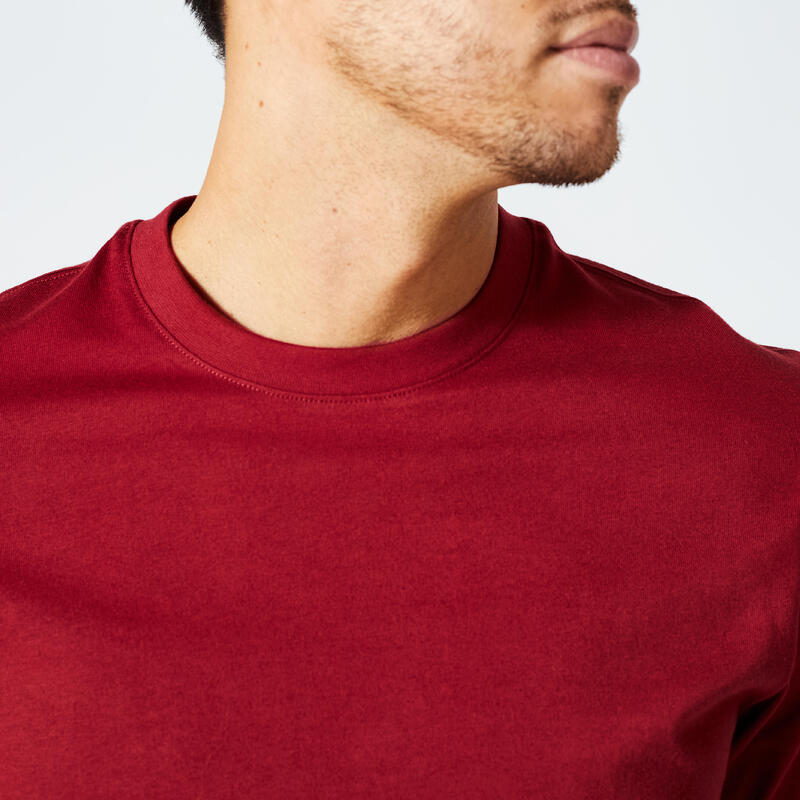 T-Shirt Fitness Homme - 500 Essentials rouge bordeaux