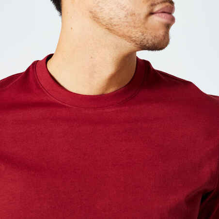 Paprasti vyriški marškinėliai kūno rengybai „500 Essentials“, tamsiai raudoni