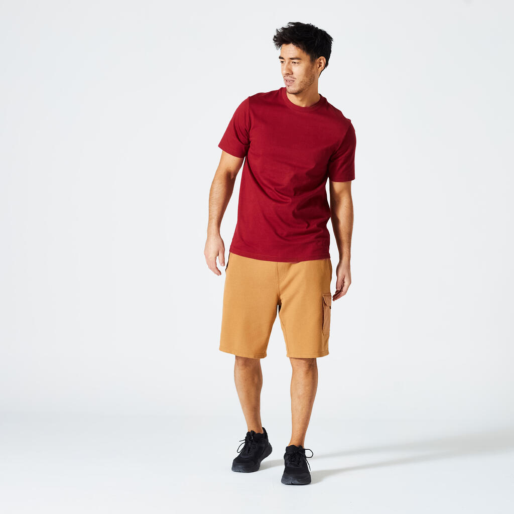 Men's Fitness T-Shirt 500 Essentials - Burgundy