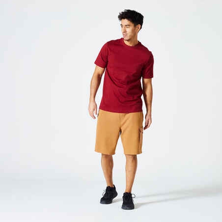 Men's Short-Sleeved Crew-Neck Fitness T-Shirt - Burgundy Red