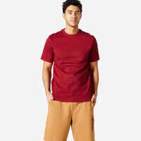 Men's Fitness T-Shirt 500 Essentials - Burgundy