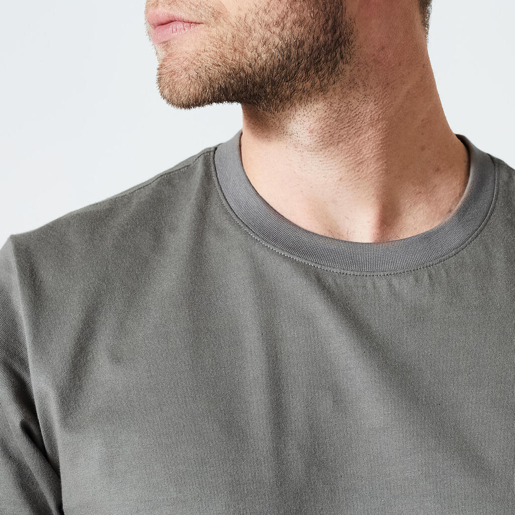 T-shirt fitness homme col rond manches courtes, bleu clair