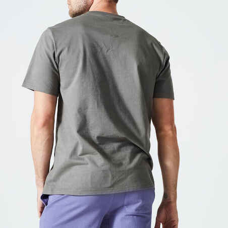 Men's Fitness T-Shirt 500 Essentials - Grey Khaki