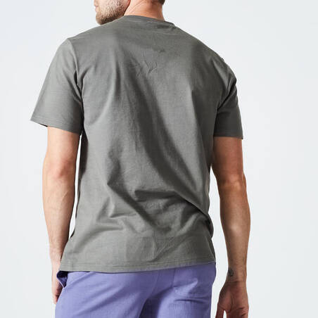 Men's Fitness T-Shirt 500 Essentials - Grey Khaki