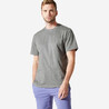 Men's Gym T-Shirt Cotton 500 Essentials-Grey Khaki