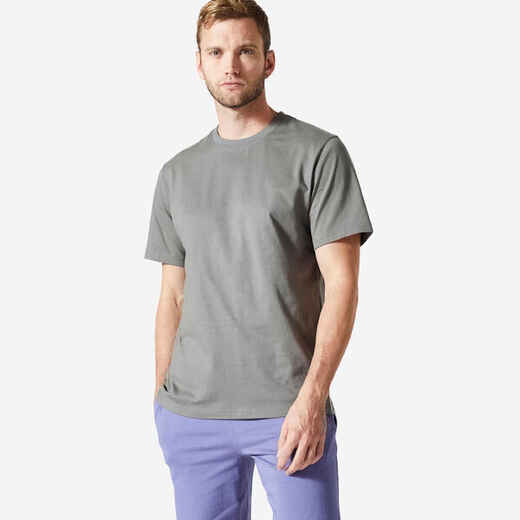 
      Men's Fitness T-Shirt 500 Essentials - Grey Khaki
  