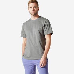 T-Shirt Fitness Pria 500 Essentials - Abu-Abu Khaki