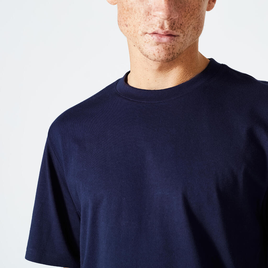 T-shirt fitness homme col rond manches courtes, bleu clair