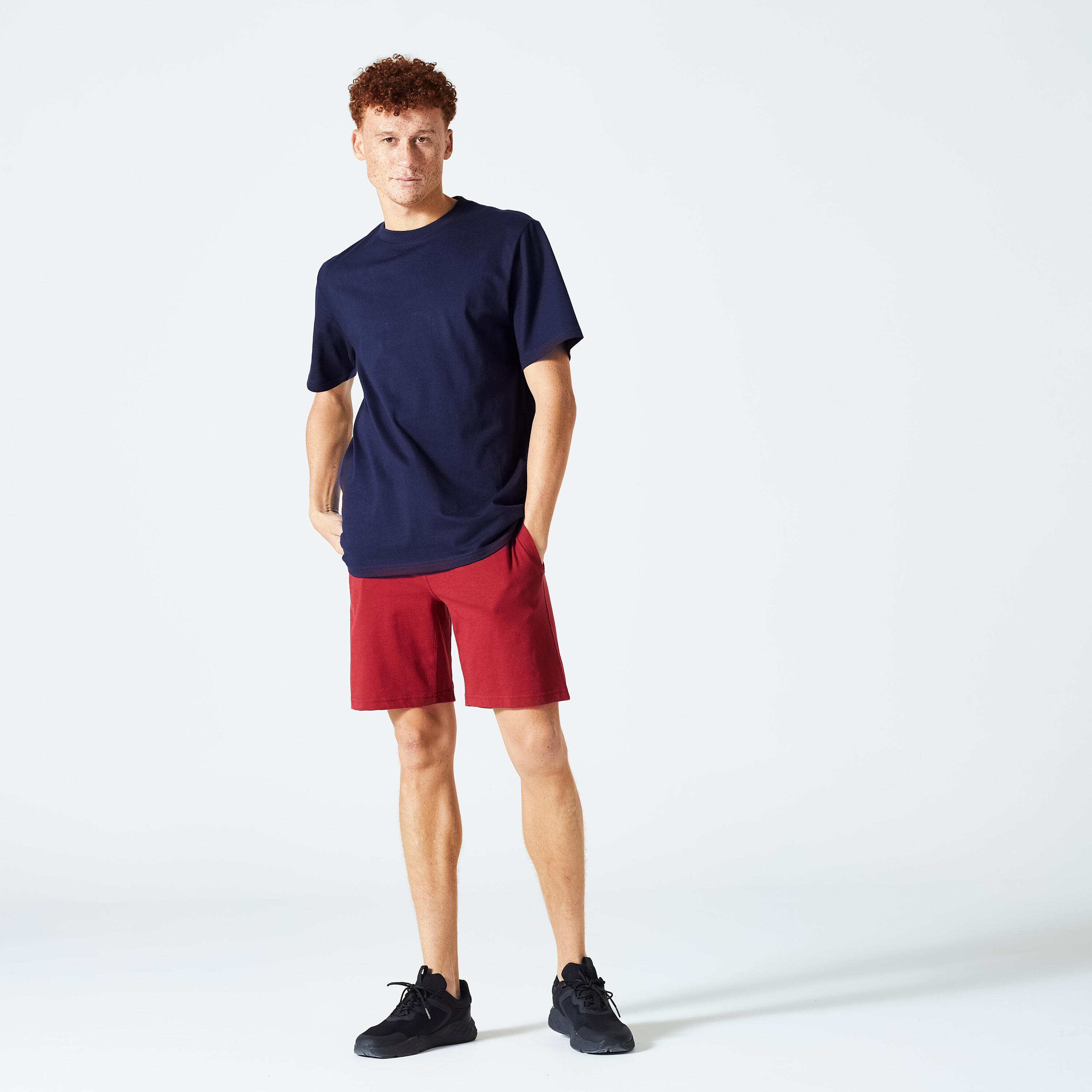 T-shirt fitness homme col rond manches courtes, bleu noir 9/12