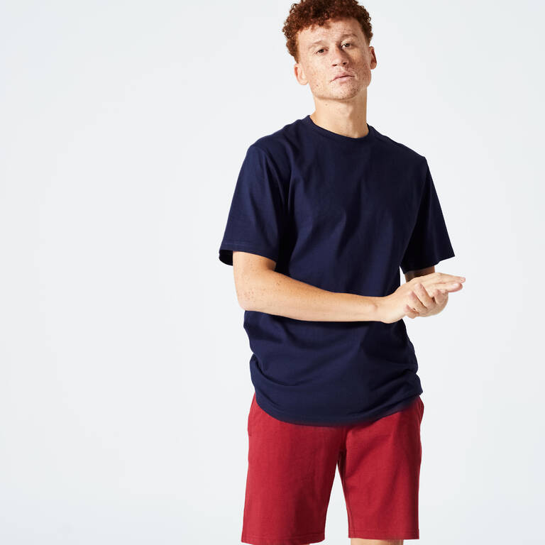 Men's Fitness T-Shirt 500 Essentials - Navy Blue - Decathlon