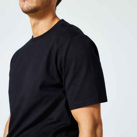 Ανδρικό T-Shirt γυμναστικής 500 Essentials - Μαύρο