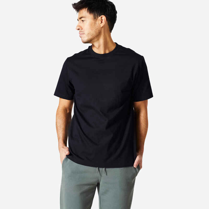 T-Shirt Herren - 500 Essentials schwarz 