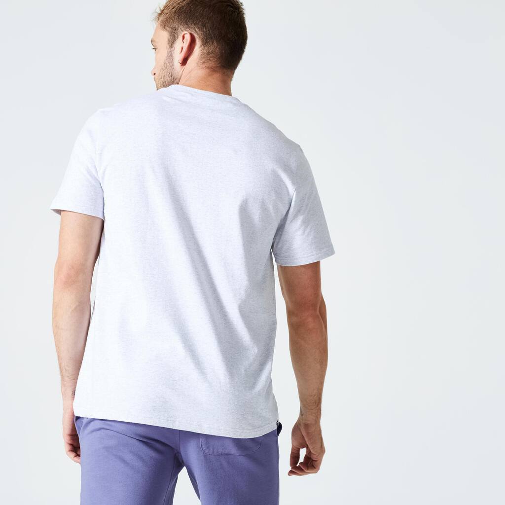 T-shirt fitness homme col rond manches courtes, bleu clair