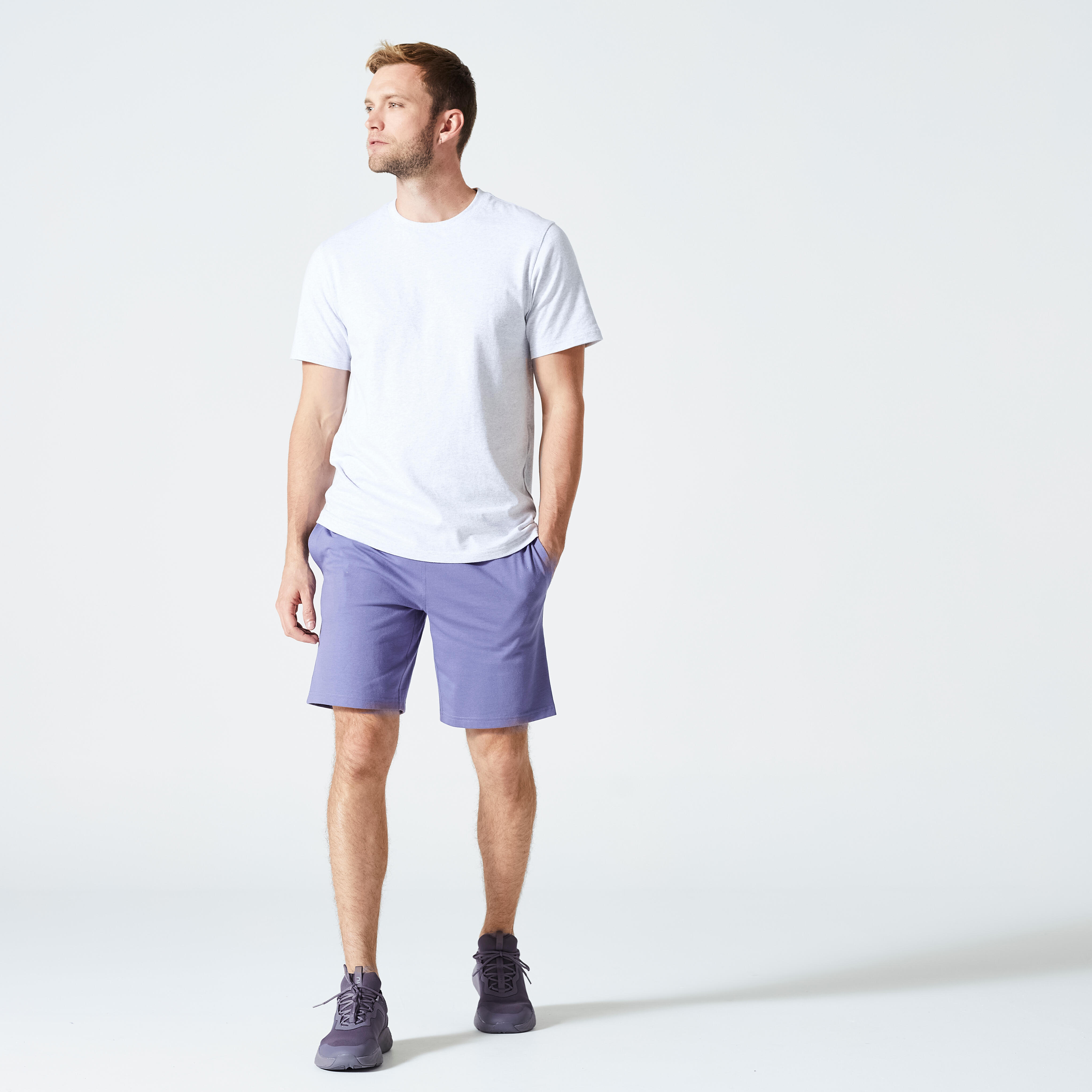 Men’s Fitness T-Shirt - Essentials 500 Grey - Pale grey - Domyos ...
