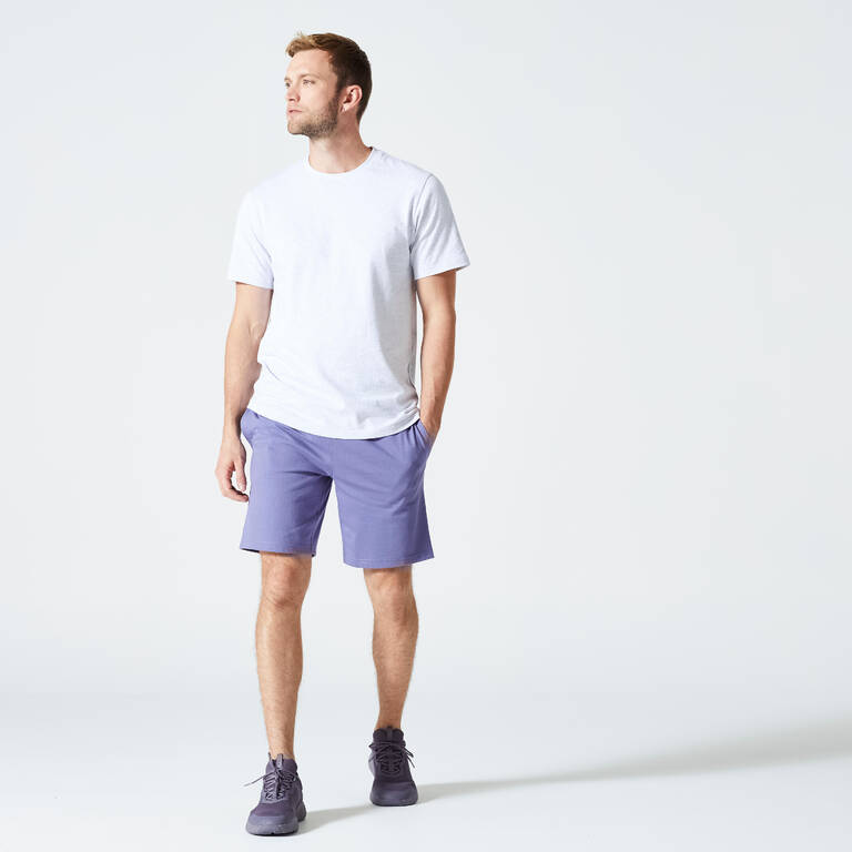 Men's Fitness T-Shirt 500 Essentials - Pale Grey