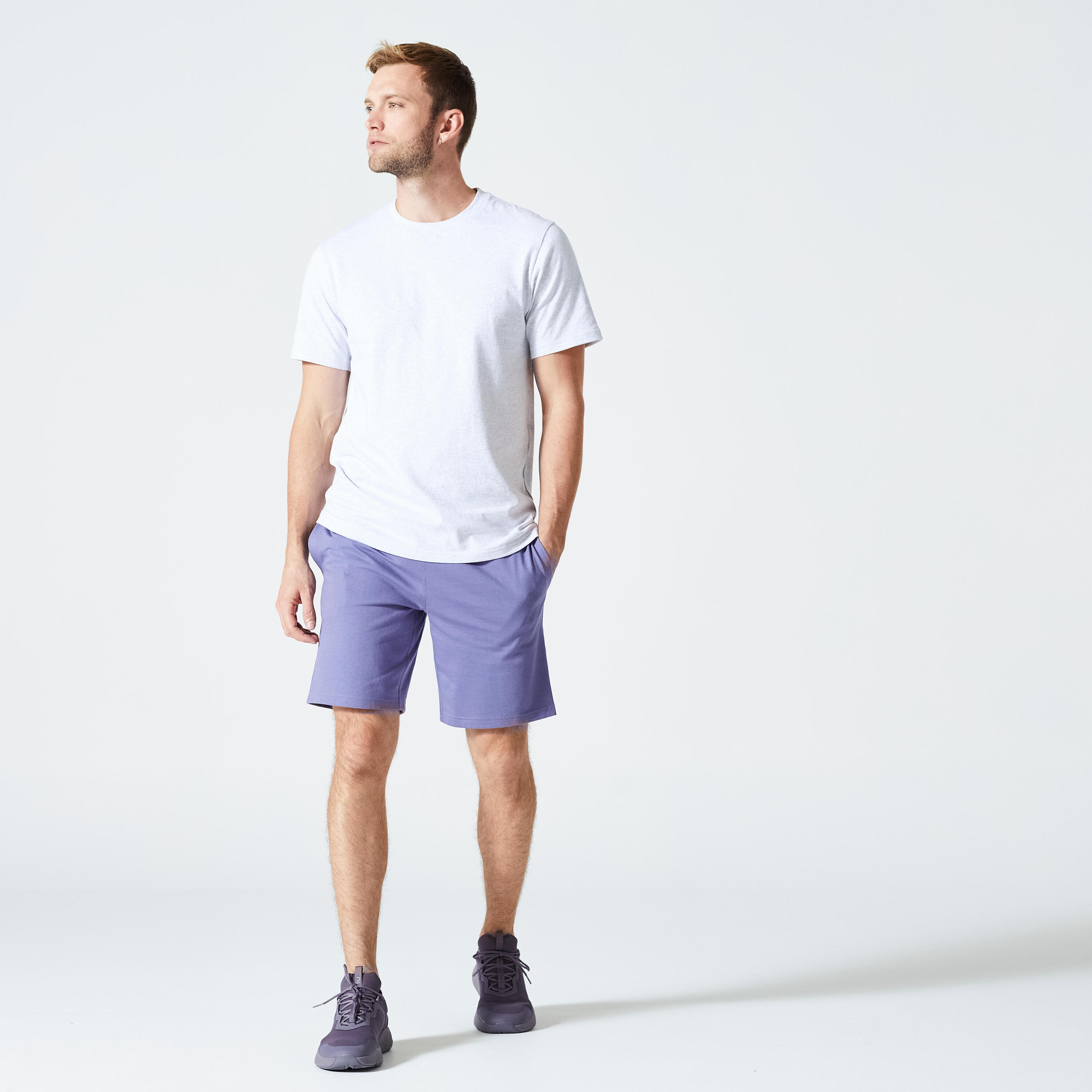 T-shirt fitness homme col rond manches courtes, gris clair 9/12