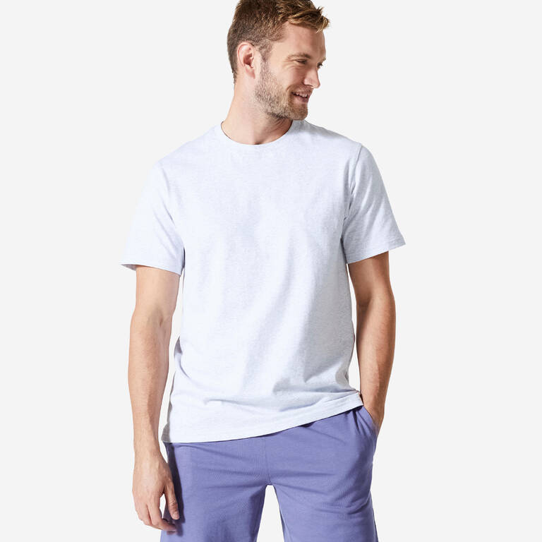 T-Shirt Regular Fitness Essentials Pria 500 - Pale Grey