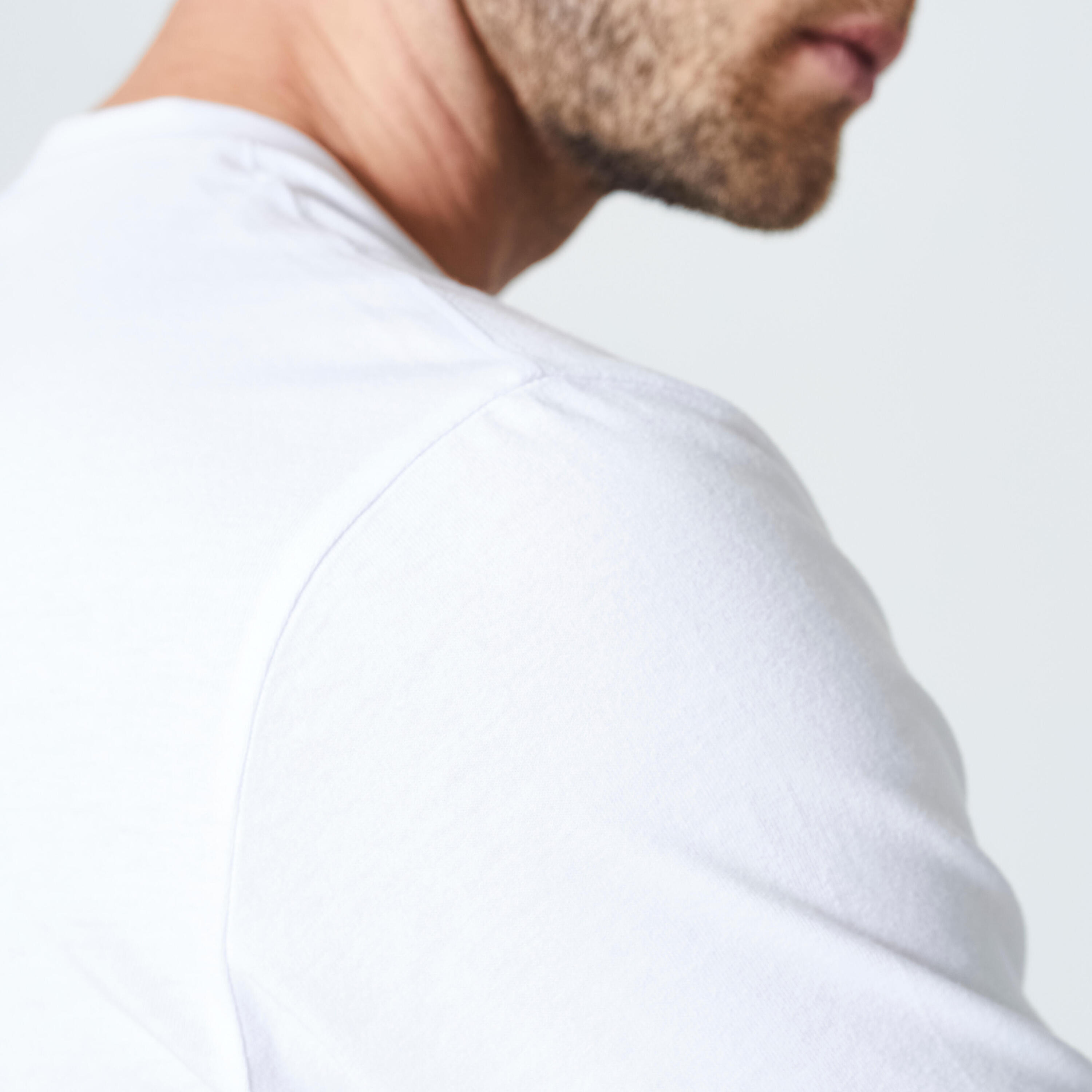 Men's Fitness T-Shirt 500 Essentials - Ice White 5/5
