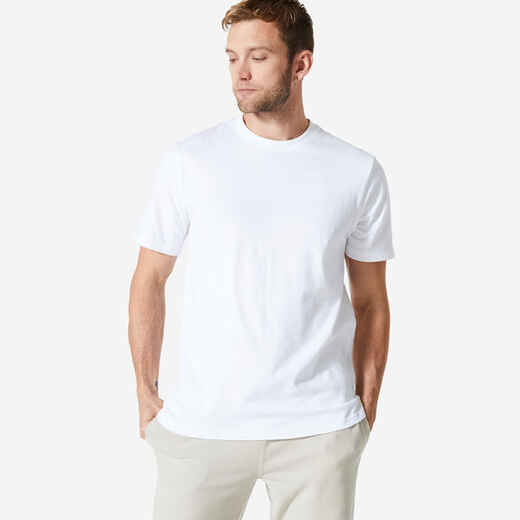
      Majica kratkih rukava za fitness 500 Essentials muška bijela
  