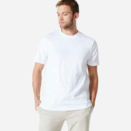 Majica kratkih rukava za fitness 500 Essentials muška bijela