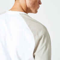 Men's Long-Sleeved Fitness T-Shirt 520 - White/Beige