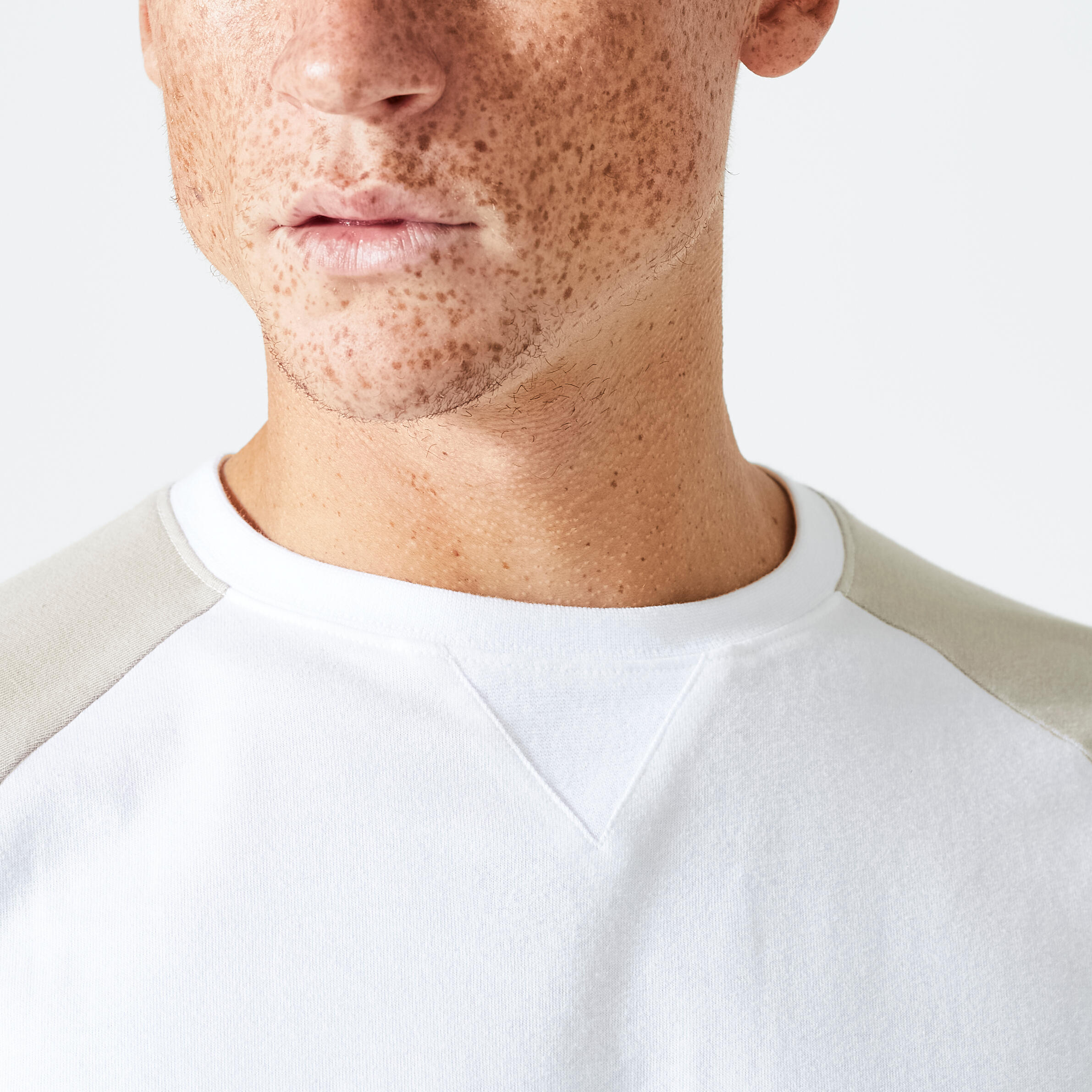 Men's Long-Sleeved Fitness T-Shirt 520 - White/Beige 3/5