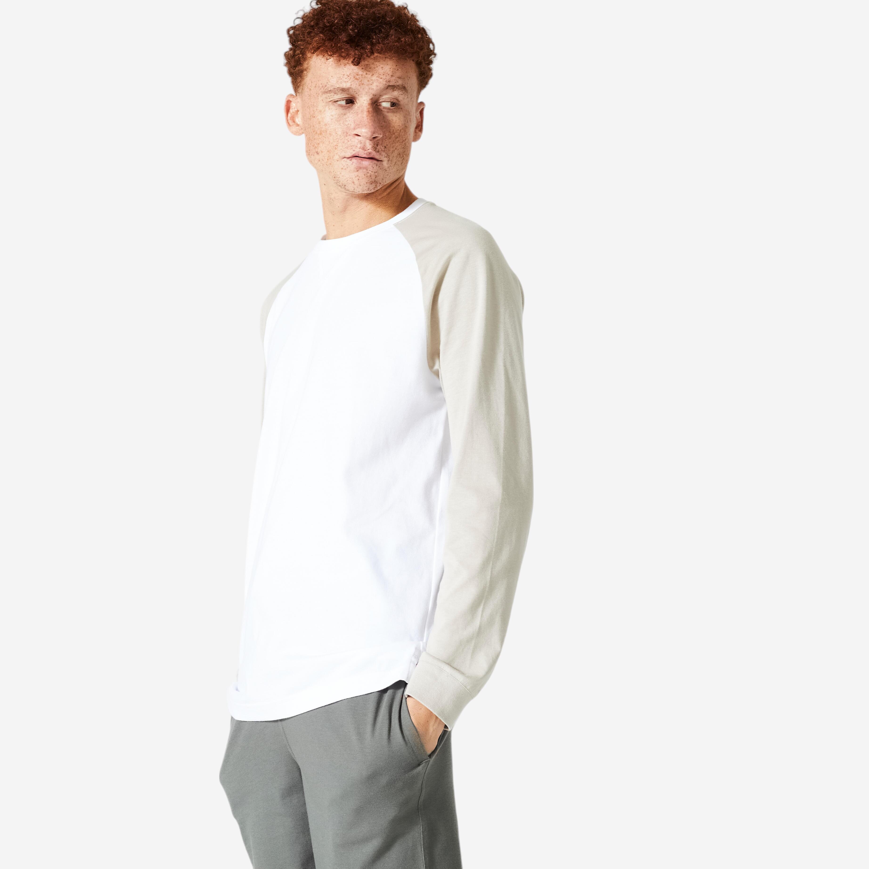 T shirt Manches Longues Fitness Homme 520 Blanc et DOMYOS