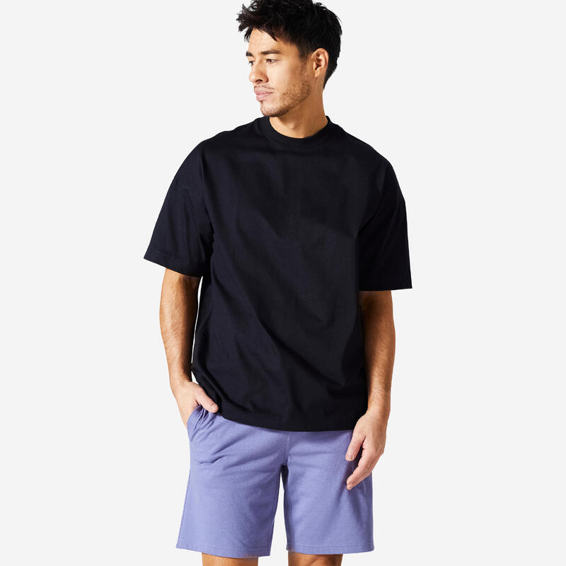 T-shirt nera uomo palestra 520 oversize 100% cotone