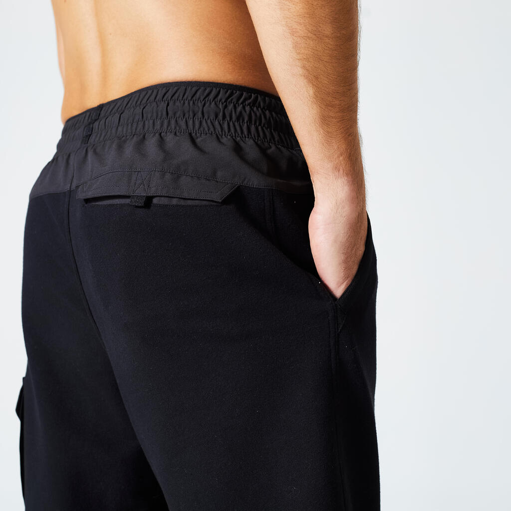 Short de fitness tipo cargo negro para hombre 520