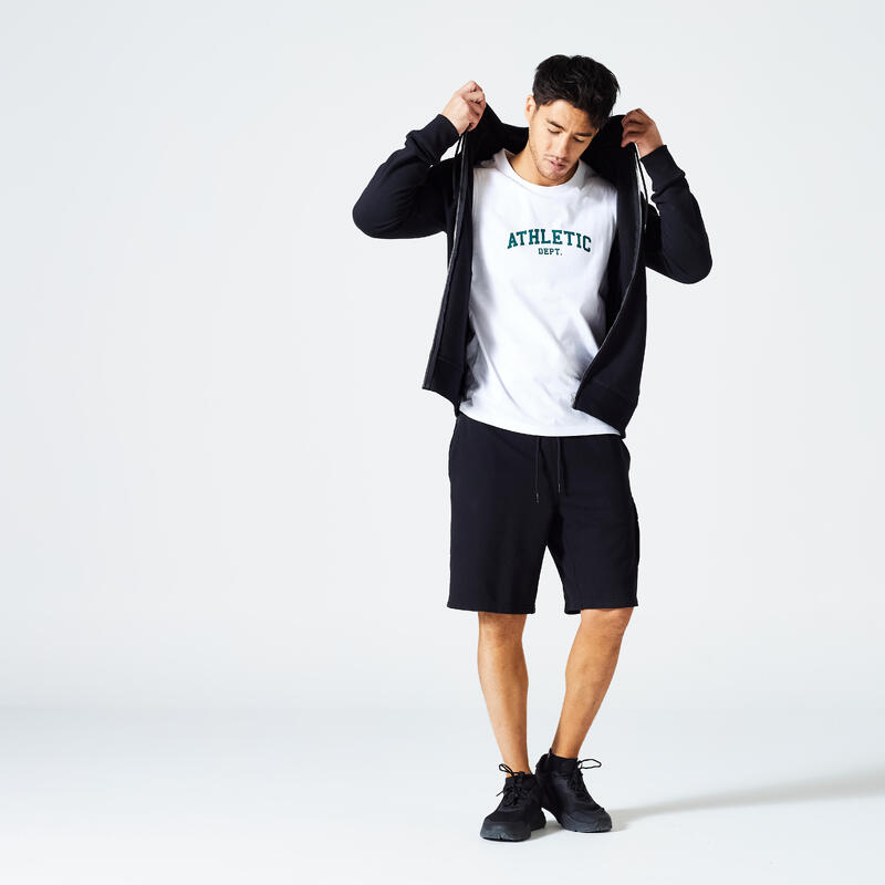 Pantaloncini uomo fitness 520 cargo misto cotone neri