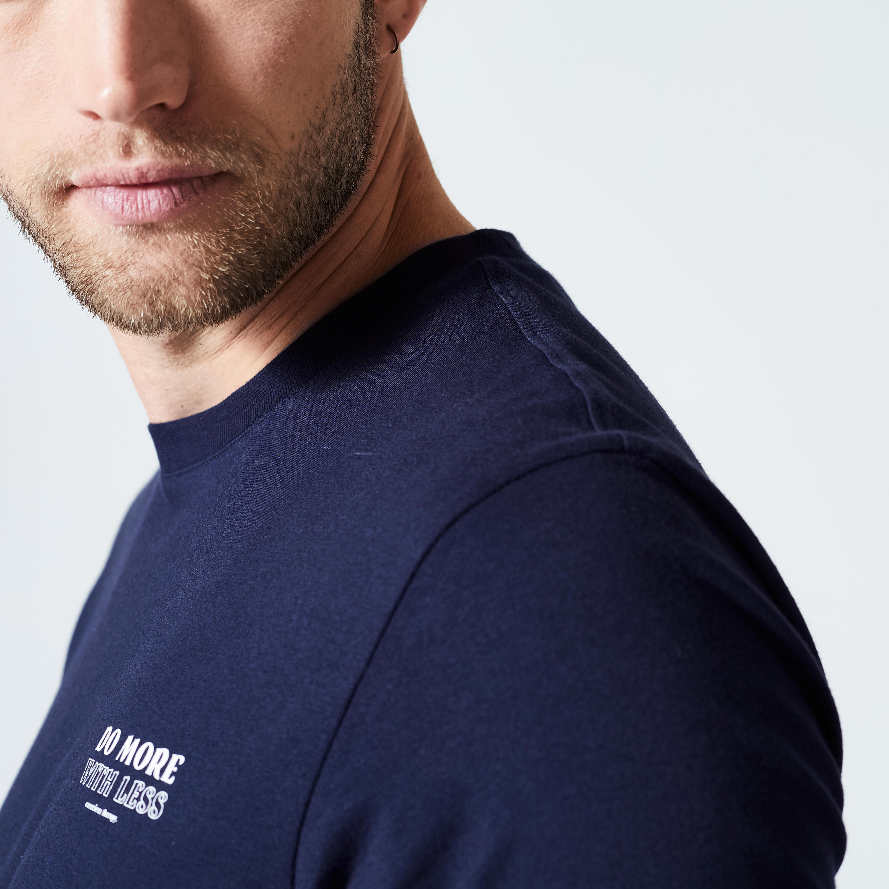 Men's Fitness T-Shirt 500 Essentials - Dark Blue Print 4/4