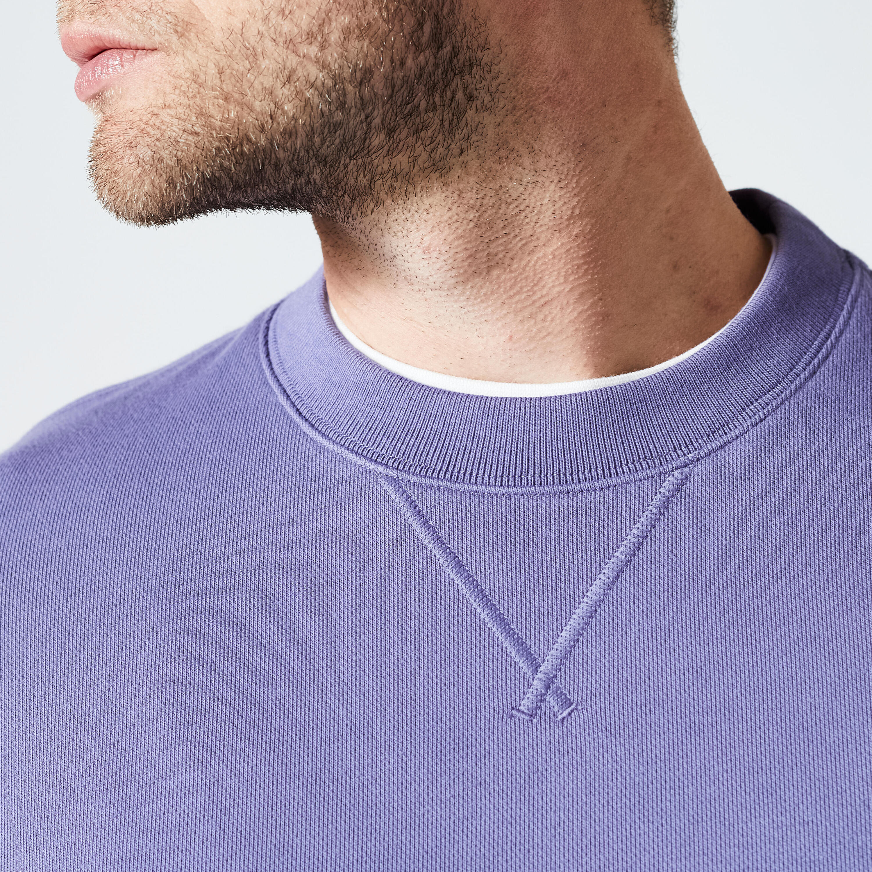 Men's Crew Neck Fitness Sweatshirt 500 Essentials - Blue 3/5