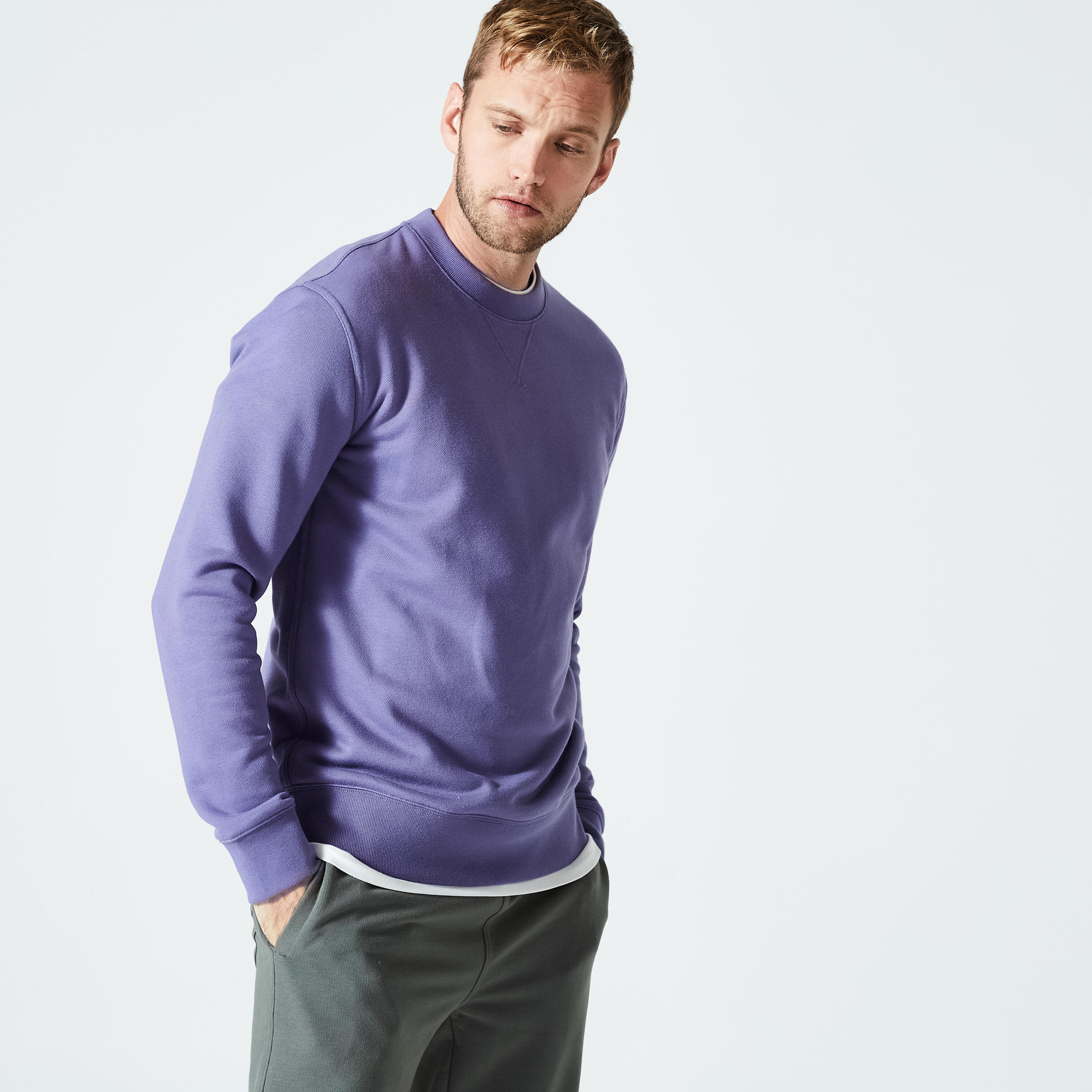 Men's Crew Neck Fitness Sweatshirt 500 Essentials - Blue 1/5