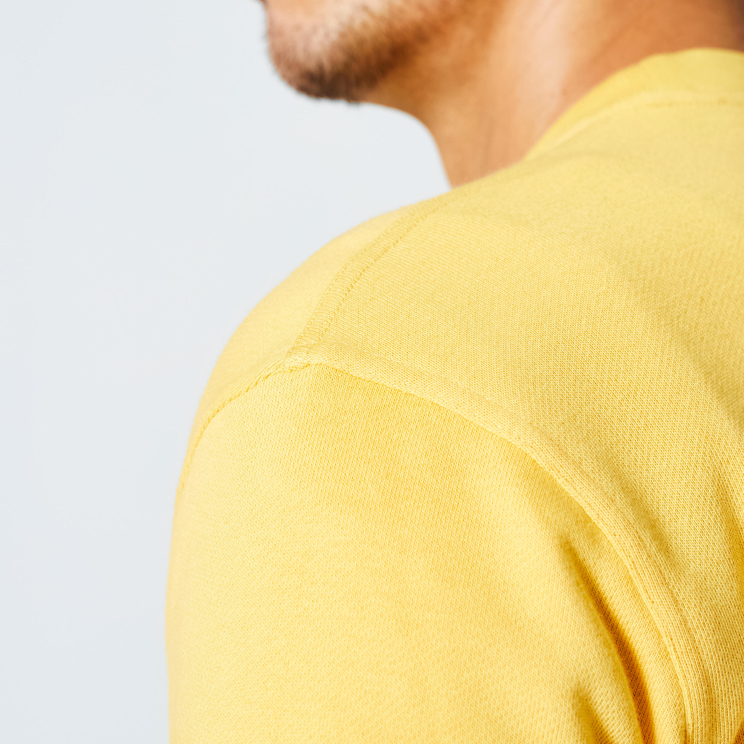Men's Crew Neck Fitness Sweatshirt 500 Essentials - Mustard Yellow 5/5