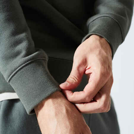 Vyriškas sportinis džemperis su apvalia apykakle „500 Essentials“, rusvai žalsvos spalvos
