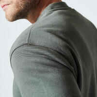 Men's Crew Neck Fitness Sweatshirt 500 Essentials - Khaki Green