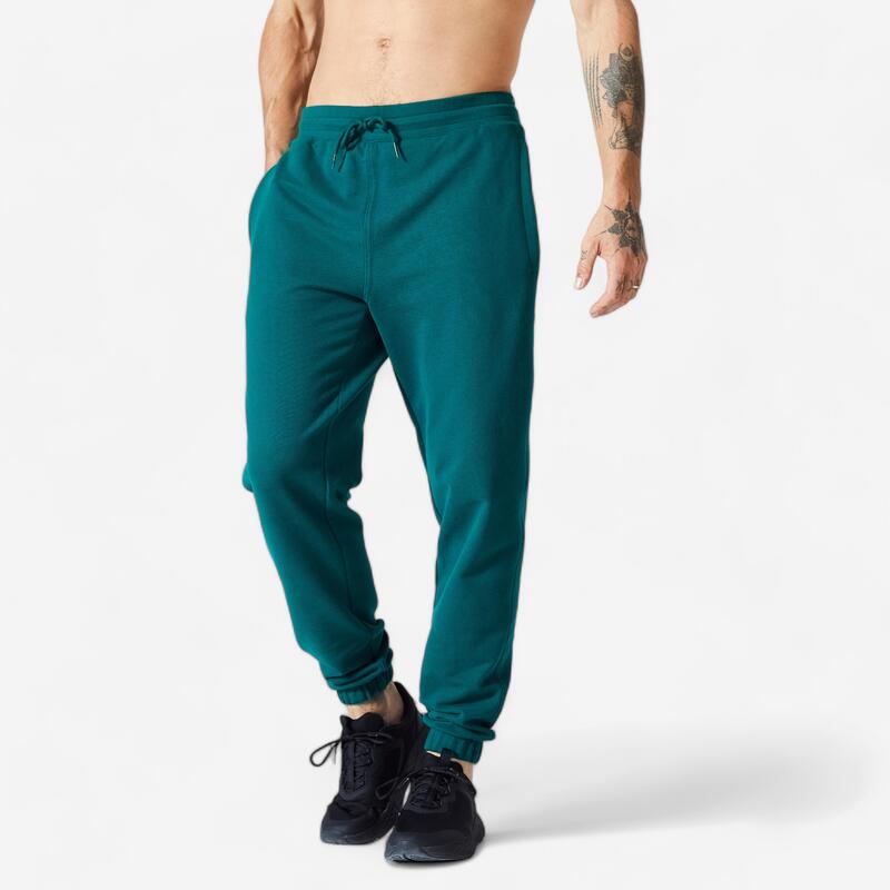 Pantalon jogging fitness Homme - 500 Essentials Vert cyprès