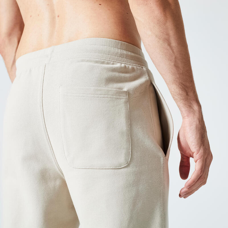 Pantaloni uomo fitness 500 ESSENTIALS regular misto cotone grigi