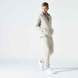 Men's Fitness Jogging Bottoms 500 Essentials - Linen Grey