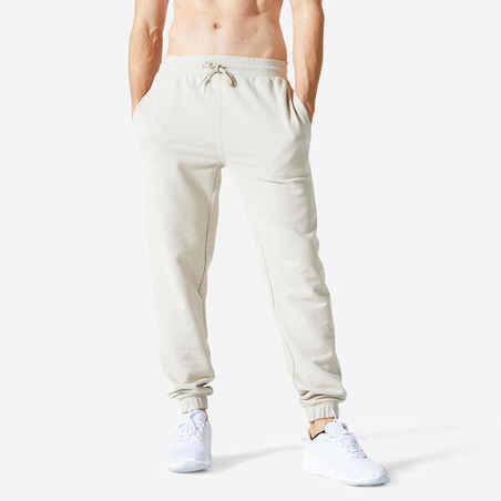 Pantalón de fitness tipo jogger de lino gris para hombre 500 Essential